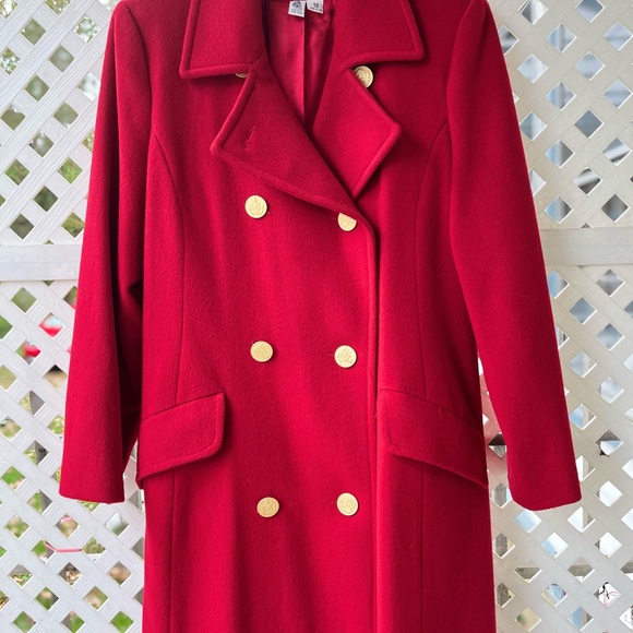 Red Wool Maxi Coat Vintage Spiegel - Picture 13 of 13